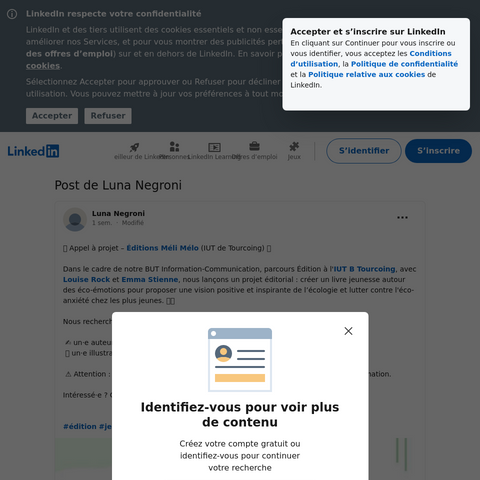 Capture d'écran du site de l'annonce