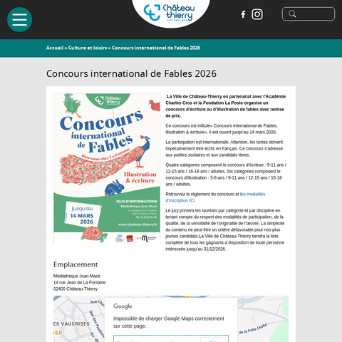 Capture d'écran du site de l'annonce