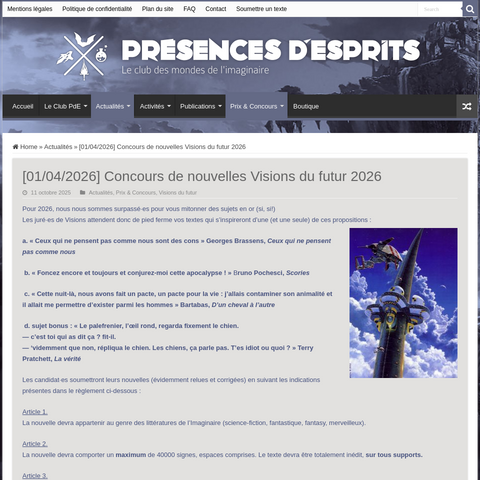 Capture d'écran du site de l'annonce