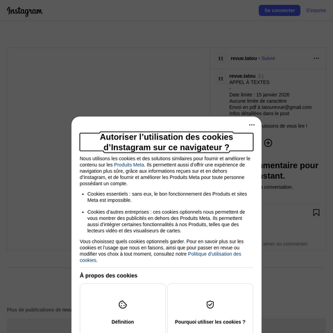 Capture d'écran du site de l'annonce