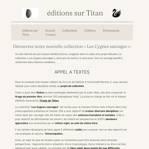 Capture d'écran du site de l'annonce