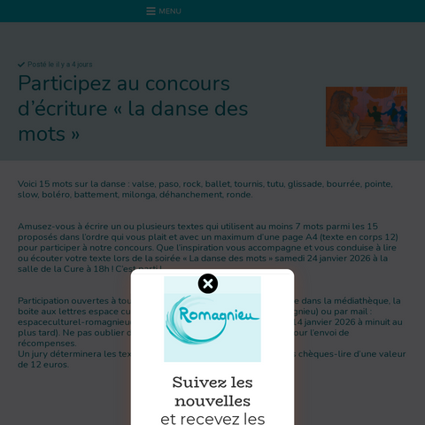Capture d'écran du site de l'annonce
