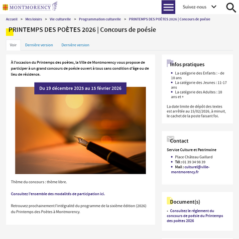 Capture d'écran du site de l'annonce