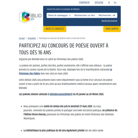 Capture d'écran du site de l'annonce