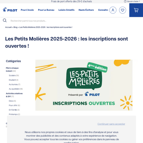 Capture d'écran du site de l'annonce