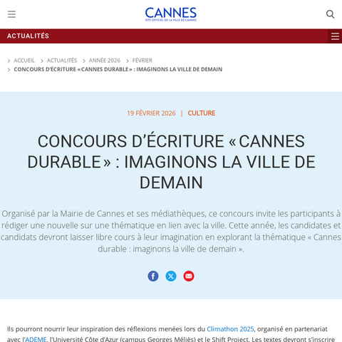 Capture d'écran du site de l'annonce