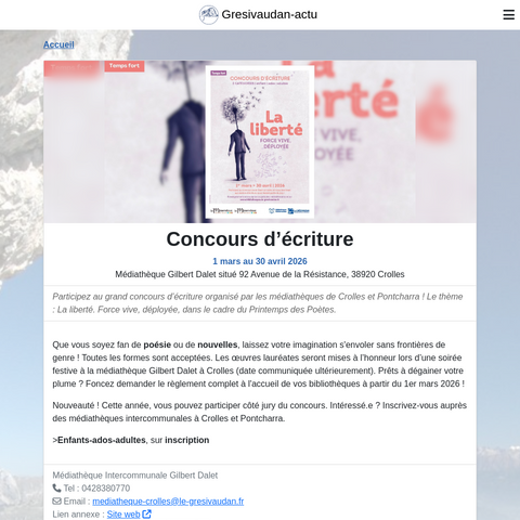 Capture d'écran du site de l'annonce