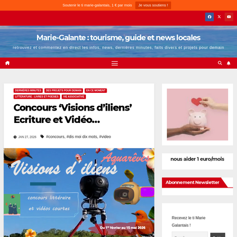 Capture d'écran du site de l'annonce