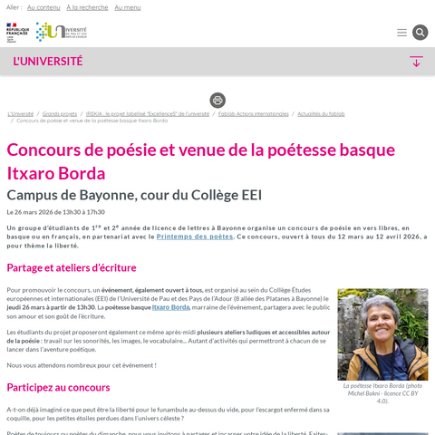 Capture d'écran du site de l'annonce