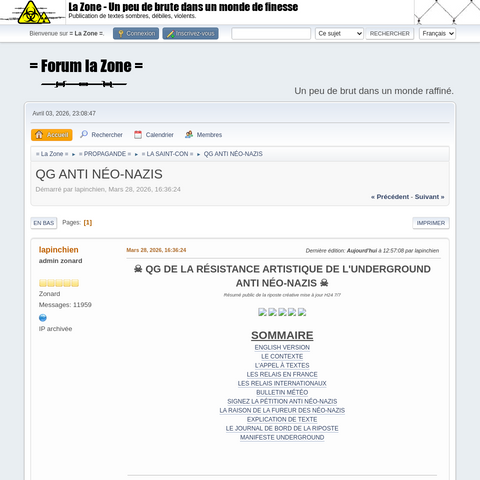 Capture d'écran du site de l'annonce