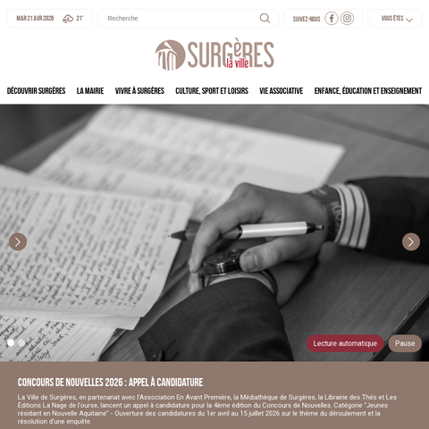 Capture d'écran du site de l'annonce