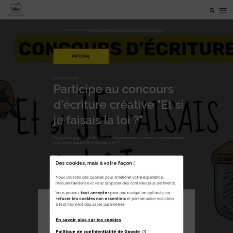 Capture d'écran du site de l'annonce