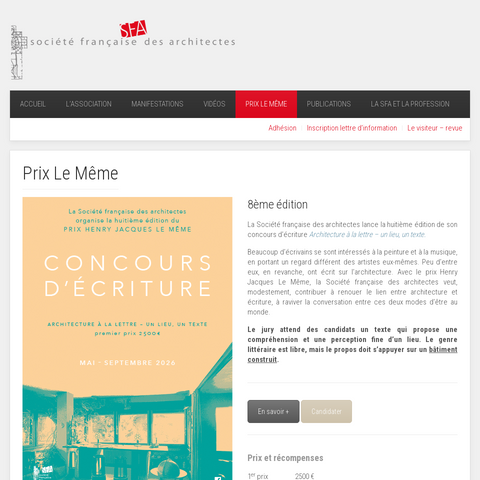 Capture d'écran du site de l'annonce