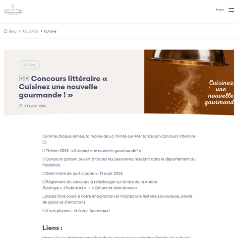 Capture d'écran du site de l'annonce