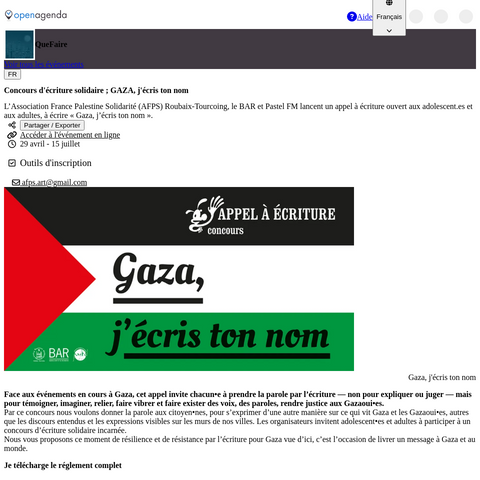 Capture d'écran du site de l'annonce