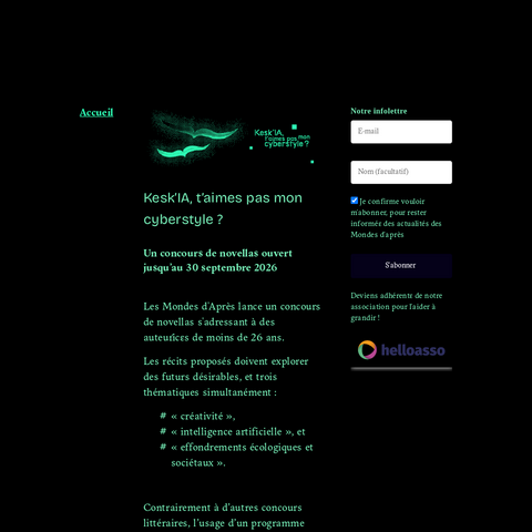 Capture d'écran du site de l'annonce